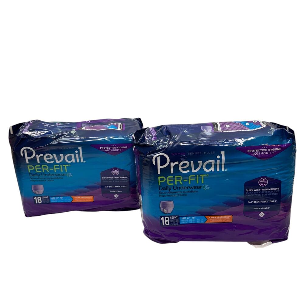 Prevail Per Fit Women Large‎ 36 Ct Disposable Diapers Underwear Extra Absorbency